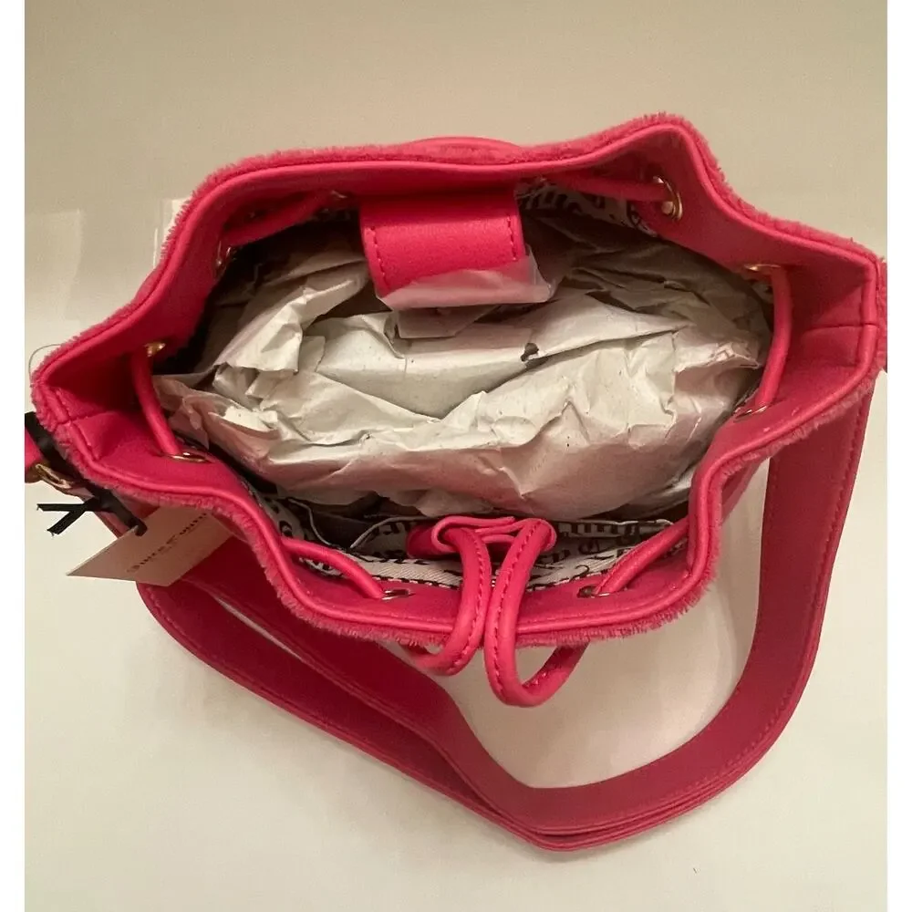 NWT Juicy Couture Beach Couture Crossbody Terry cloth Pink Flash Bucket Bag